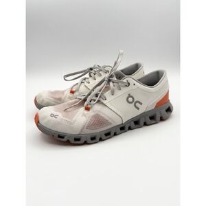 On Womens Cloud X 3 Ivory Grey Orange Running Shoes Sneakers Size 9.5